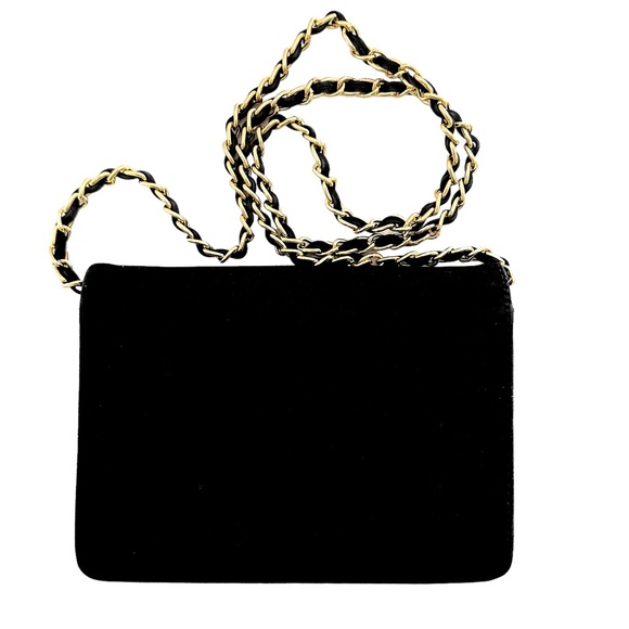 Vintage Elka Black Faux Suede Crossbody Bag with Gold Hardware and Braided Strap - Picture 2 of 9